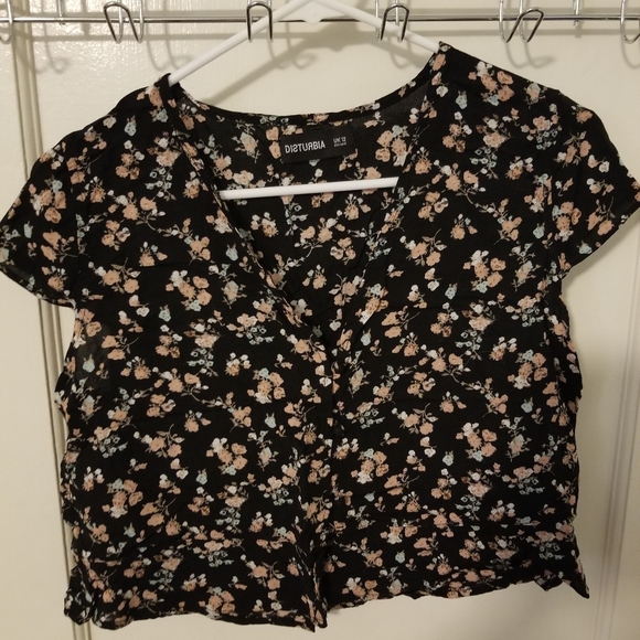 Disturbia floral button up crop top - Picture 2 of 3